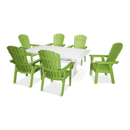 Nautical Curveback Adirondack 7-Piece Dining Set with Trestle Legs