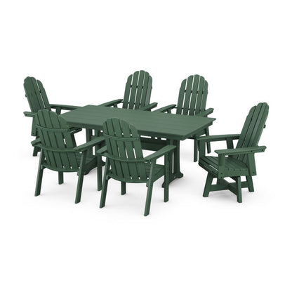 Vineyard Curveback Adirondack Swivel Chair 7-Piece Farmhouse Dining Set