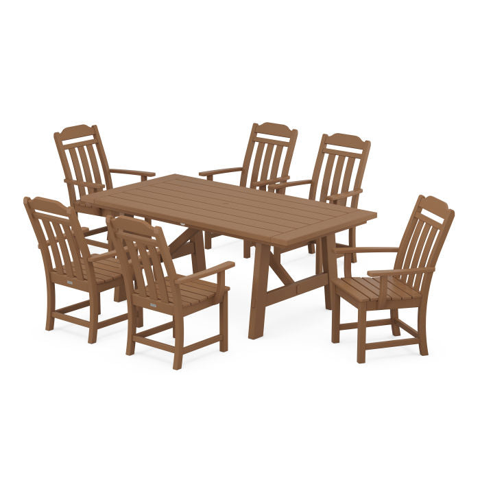 Country Living Arm Chair 7-Piece Rustic Farmhouse Dining Set