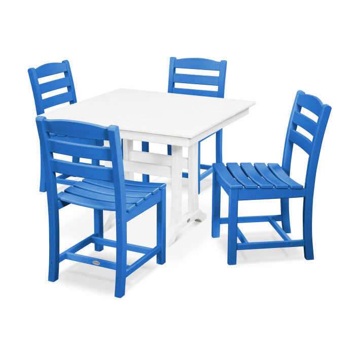 La Casa Café 5-Piece Farmhouse Trestle Side Chair Dining Set