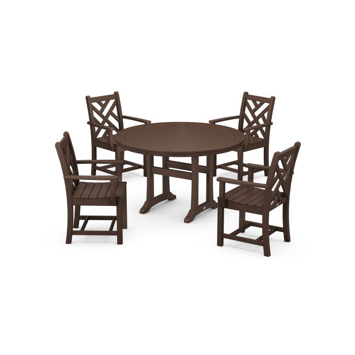 Chippendale 5-Piece Nautical Trestle Dining Arm Chair Set