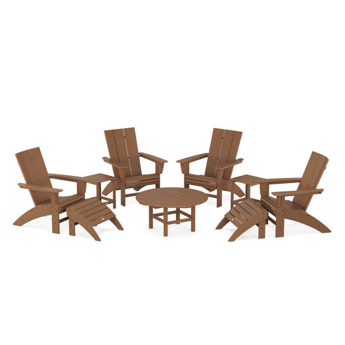 Modern Curveback Adirondack Chair 9-Piece Conversation Set