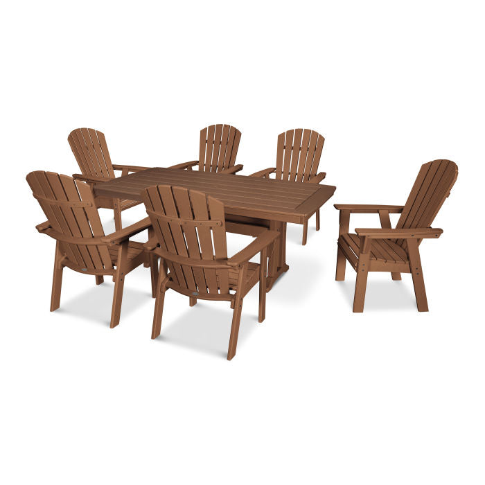 Nautical Curveback Adirondack 7-Piece Dining Set with Trestle Legs