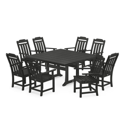 Country Living 9-Piece Square Farmhouse Dining Set with Trestle Legs