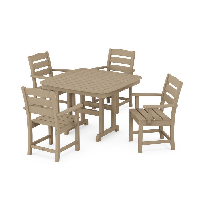 Lakeside 5-Piece Dining Set with Trestle Legs in Vintage Finish