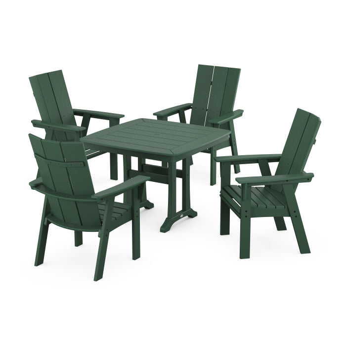 Modern Adirondack 5-Piece Dining Set with Trestle Legs