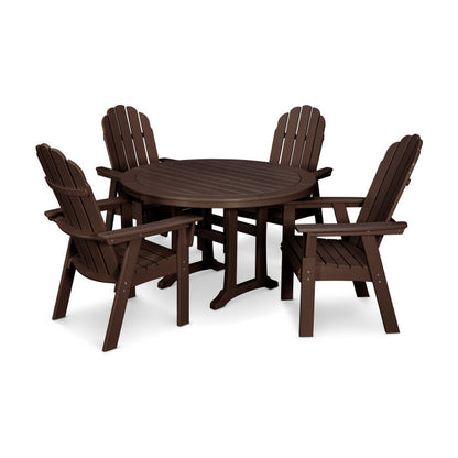 Vineyard Curveback Adirondack 5-Piece Nautical Trestle Dining Set