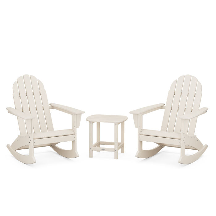 Vineyard 3-Piece Adirondack Rocking Chair Set with South Beach 18" Side Table