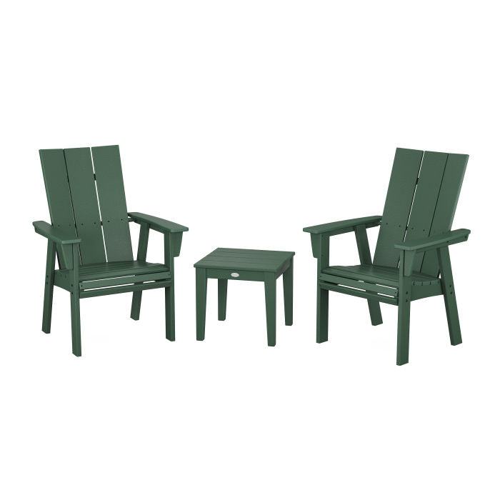 Modern 3-Piece Curveback Upright Adirondack Chair Set