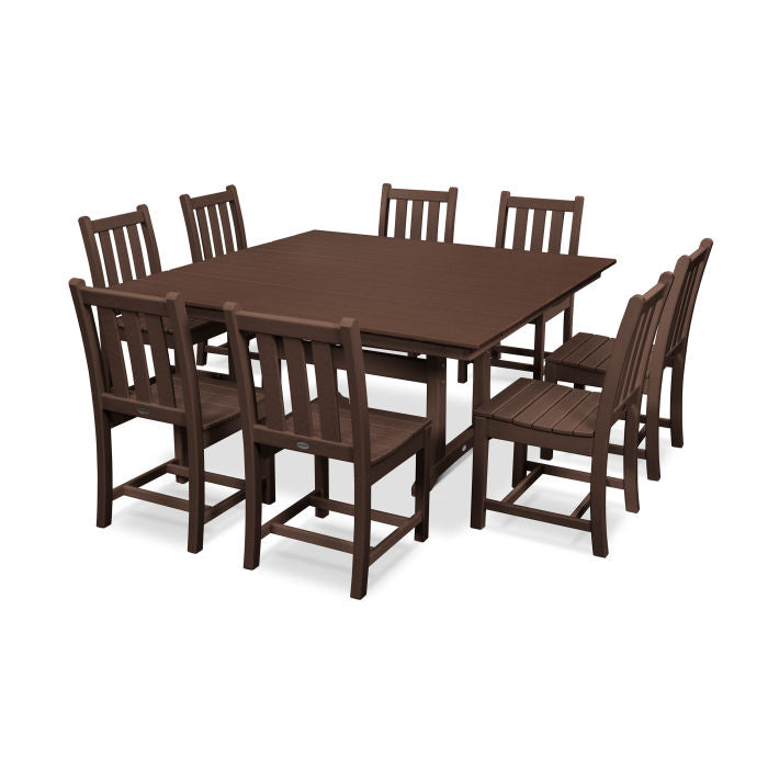 Traditional Garden 9-Piece Farmhouse Trestle Dining Set
