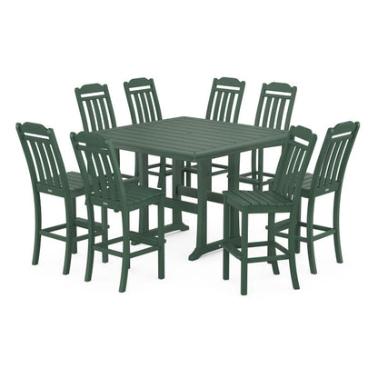 Country Living 9-Piece Square Side Chair Bar Set with Trestle Legs