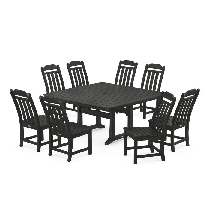 Country Living 9-Piece Square Side Chair Dining Set with Trestle Legs