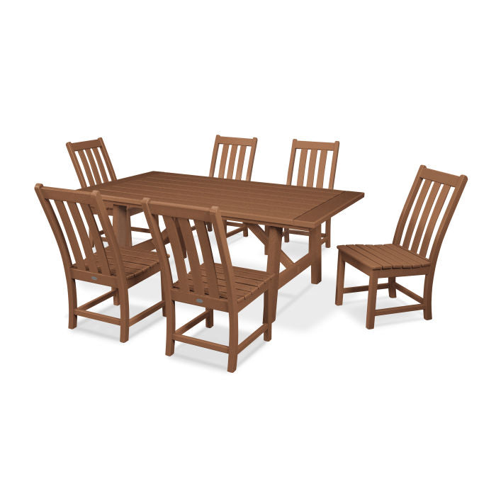 Vineyard 7-Piece Rustic Farmhouse Side Chair Dining Set