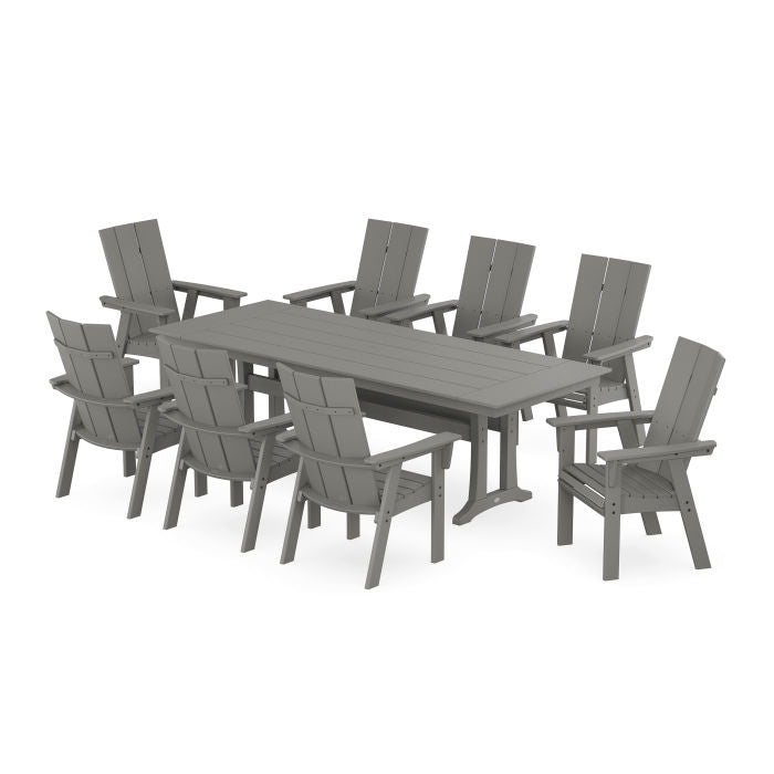 Modern Curveback Adirondack 9-Piece Farmhouse Dining Set with Trestle Legs