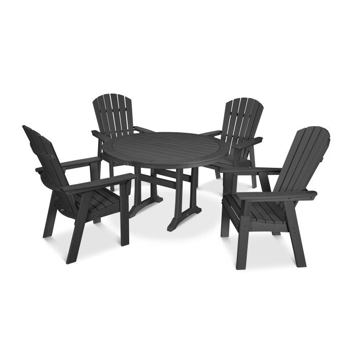 Nautical Curveback Adirondack 5-Piece Round Dining Set with Trestle Legs