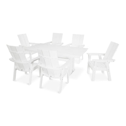 Modern Curveback Adirondack 7-Piece Farmhouse Dining Set with Trestle Legs in Vintage Finish