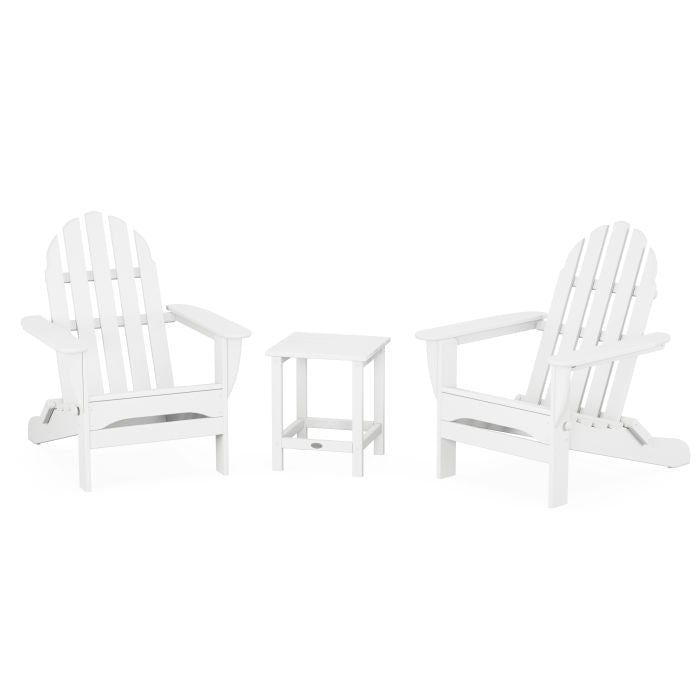 Classic Folding Adirondack 3-Piece Set with Long Island 18" Side Table