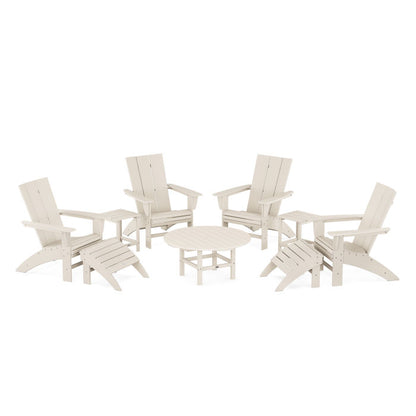 Modern Curveback Adirondack Chair 9-Piece Conversation Set