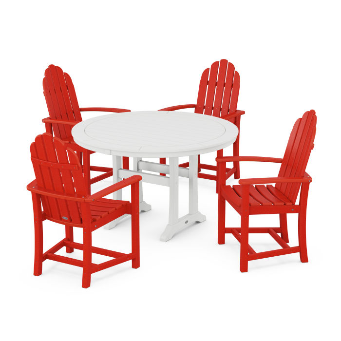 Classic Adirondack 5-Piece Round Dining Set with Trestle Legs