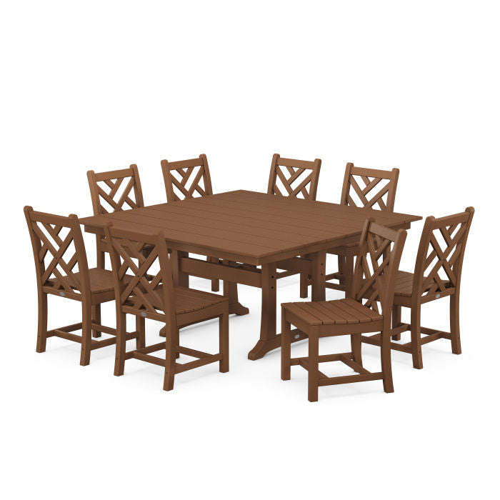 Chippendale 9-Piece Farmhouse Trestle Dining Set