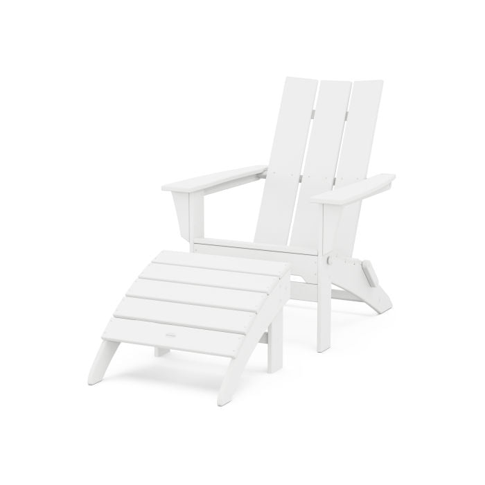 Modern Folding Adirondack Chair 2-Piece Set with Ottoman