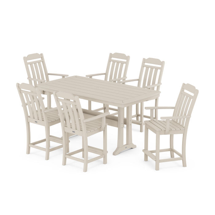 Country Living Arm Chair 7-Piece Counter Set with Trestle Legs