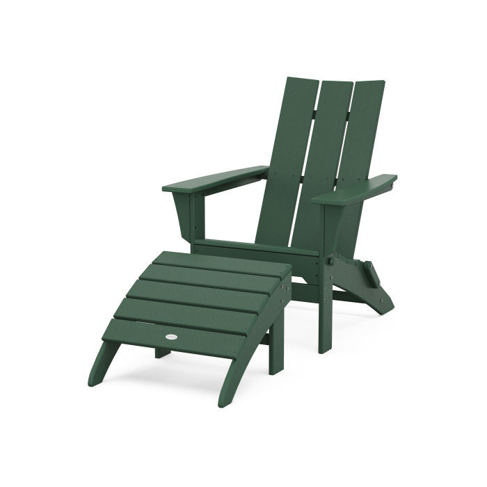 Modern Folding Adirondack Chair 2-Piece Set with Ottoman