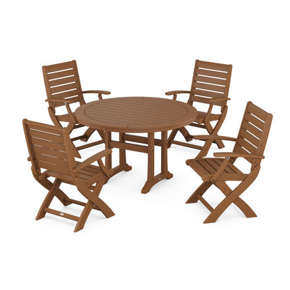 Signature 5-Piece Round Dining Set with Trestle Legs