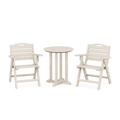 Nautical Folding Lowback Chair 3-Piece Round Dining Set