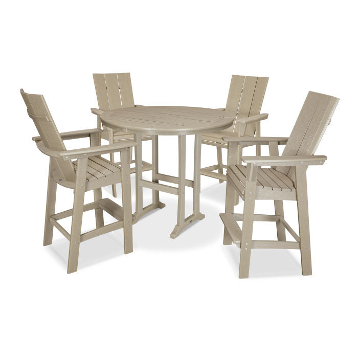 Modern Curveback Adirondack 5-Piece Nautical Trestle Bar Set in Vintage Finish