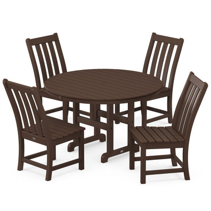 Vineyard 5-Piece Round Farmhouse Side Chair Dining Set