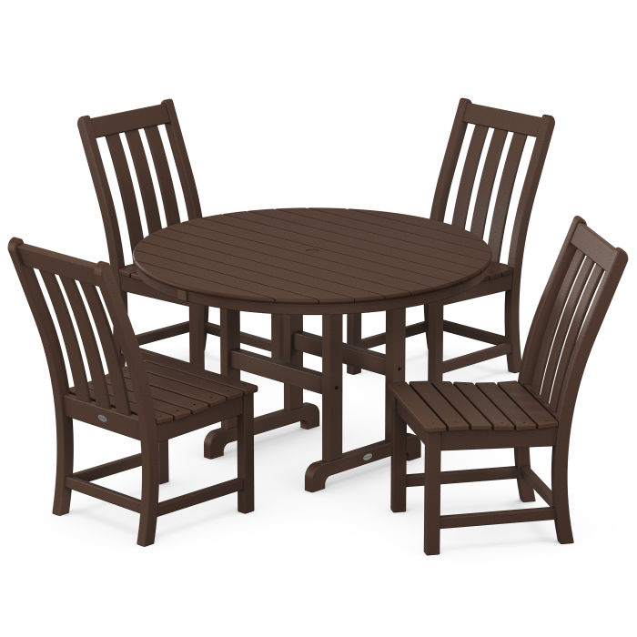 Vineyard 5-Piece Round Farmhouse Side Chair Dining Set