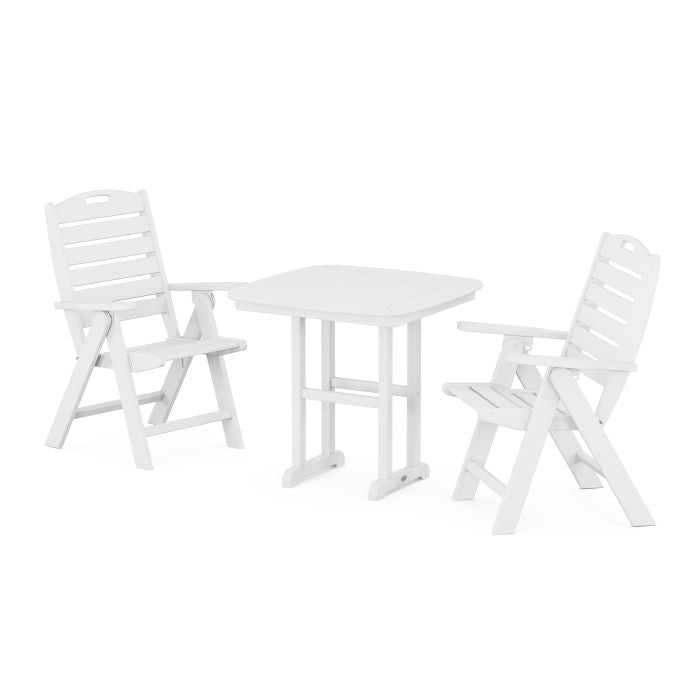 Nautical Folding Highback Chair 3-Piece Dining Set