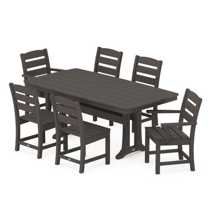 Lakeside 7-Piece Nautical Trestle Dining Set in Vintage Finish