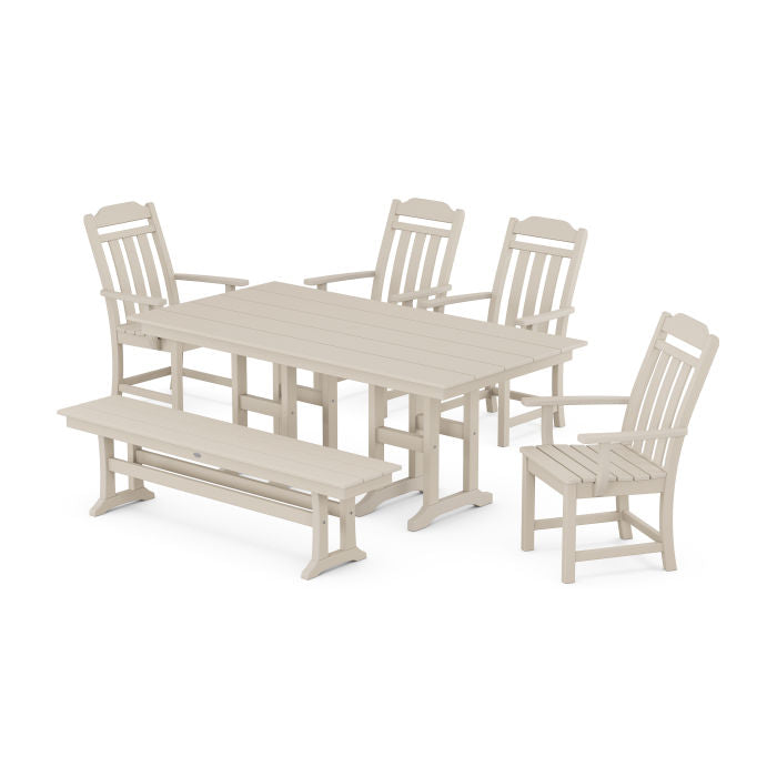 Country Living 6-Piece Farmhouse Dining Set with Bench