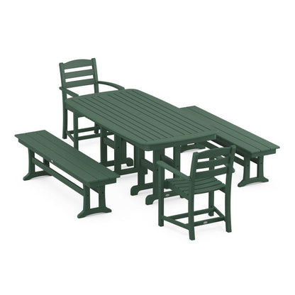 La Casa Café 5-Piece Dining Set with Benches
