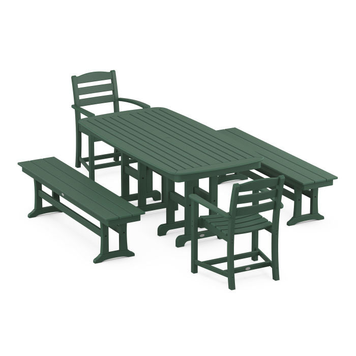 La Casa Café 5-Piece Dining Set with Benches