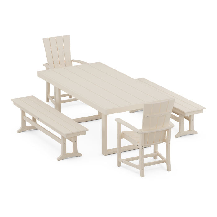 Quattro 5-Piece Dining Set with Benches