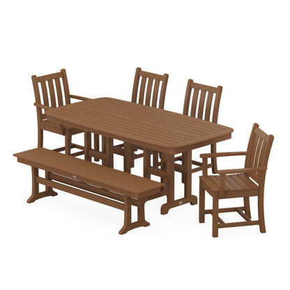 Traditional Garden 6-Piece Dining Set with Bench
