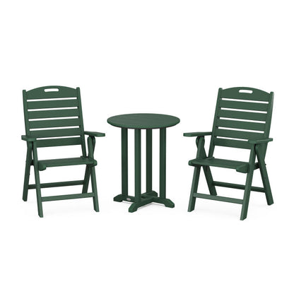 Nautical Folding Highback Chair 3-Piece Round Dining Set