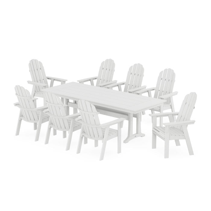 Vineyard 9-Piece Curveback Adirondack Farmhouse Dining Set with Trestle Legs