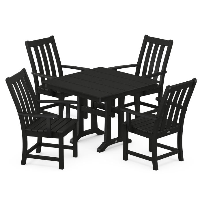 Vineyard 5-Piece Farmhouse Trestle Arm Chair Dining Set