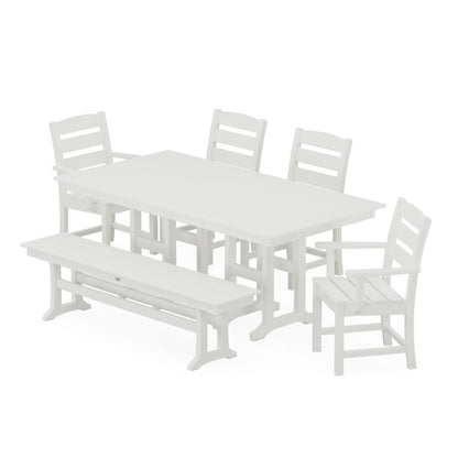 Lakeside 6-Piece Farmhouse Dining Set with Bench in Vintage Finish