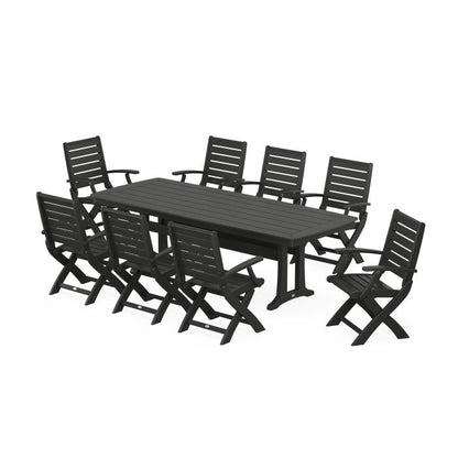Signature Folding 9-Piece Dining Set with Trestle Legs