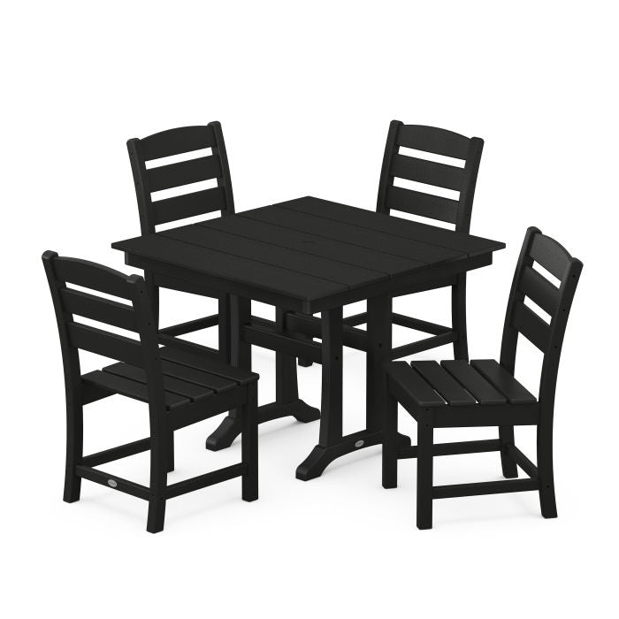 Lakeside 5-Piece Farmhouse Trestle Side Chair Dining Set