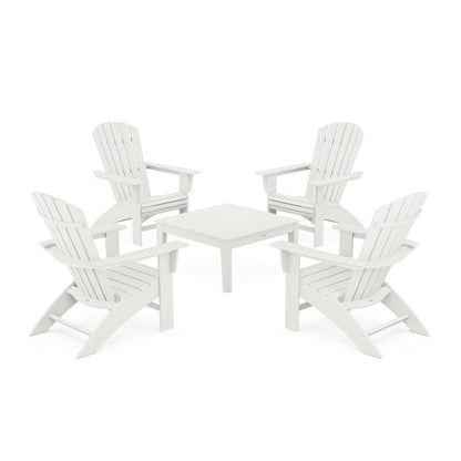 5-Piece Nautical Curveback Adirondack Chair Conversation Set with 36" Conversation Table in Vintage Finish