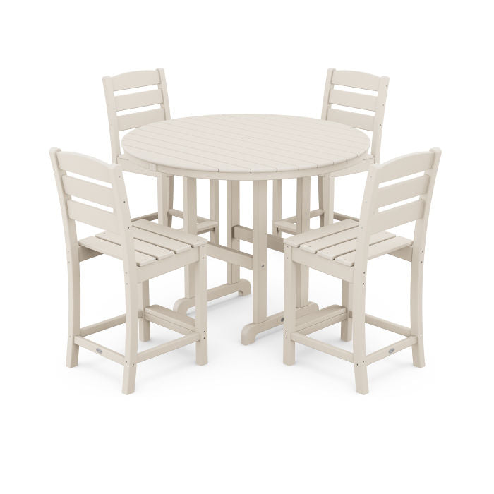 Lakeside 5-Piece Farmhouse Round Side Chair Counter Set