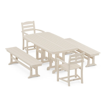 La Casa Café 5-Piece Dining Set with Benches
