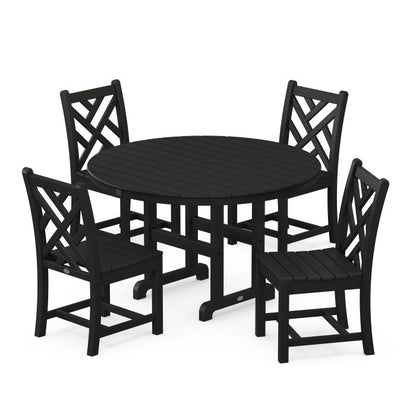 Chippendale 5-Piece Round Farmhouse Side Chair Dining Set