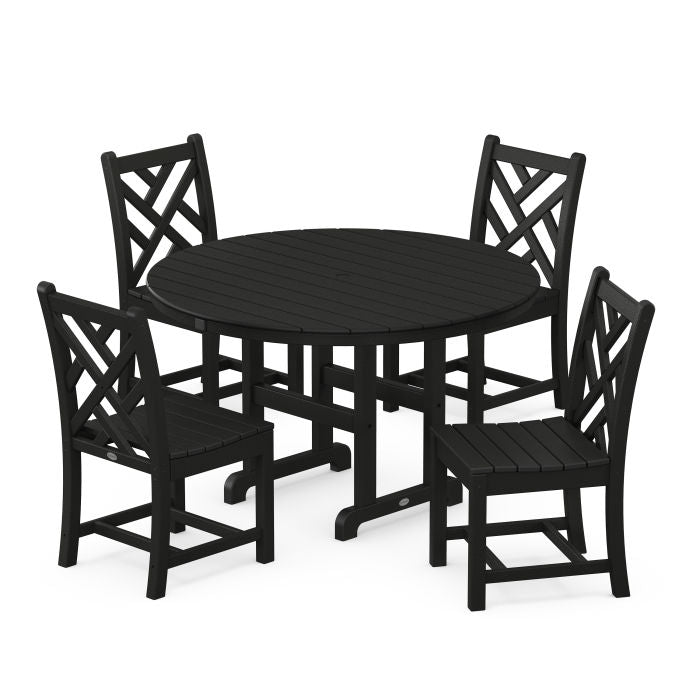 Chippendale 5-Piece Round Farmhouse Side Chair Dining Set